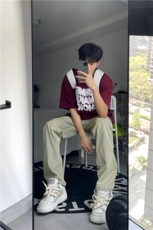 黄泥染牛仔裤KZ01-P55酒红色短袖T34-P35控价78，男装牛仔裤，星座310A-4