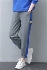 时尚拼接撞色休闲裤女宽松显瘦运动卫裤，女装休闲裤，依恋蒂丝