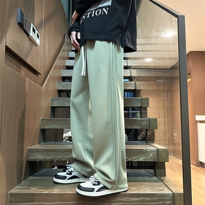 直播纯色侧拼三条杠宽松休闲男裤卫裤C408K9500特P38,C考级文案夏天穿搭图片