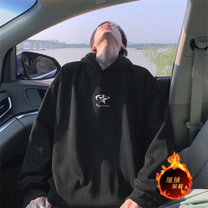 抖音得物供货可提供视频秋冬重磅美式宽松连帽卫衣WKD37,男装卫衣,电商A486