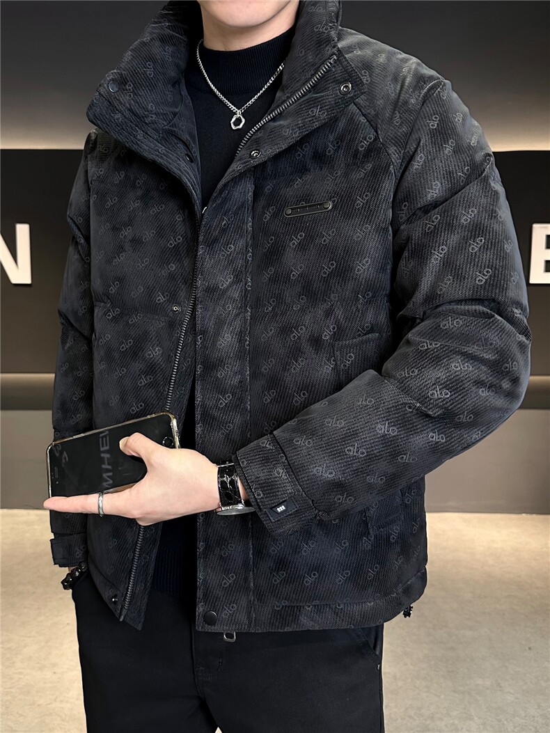 标50贴标花纹立领皮羽绒服男休闲上衣外套A329-YR9968-P225,男装羽绒服,电商A329
