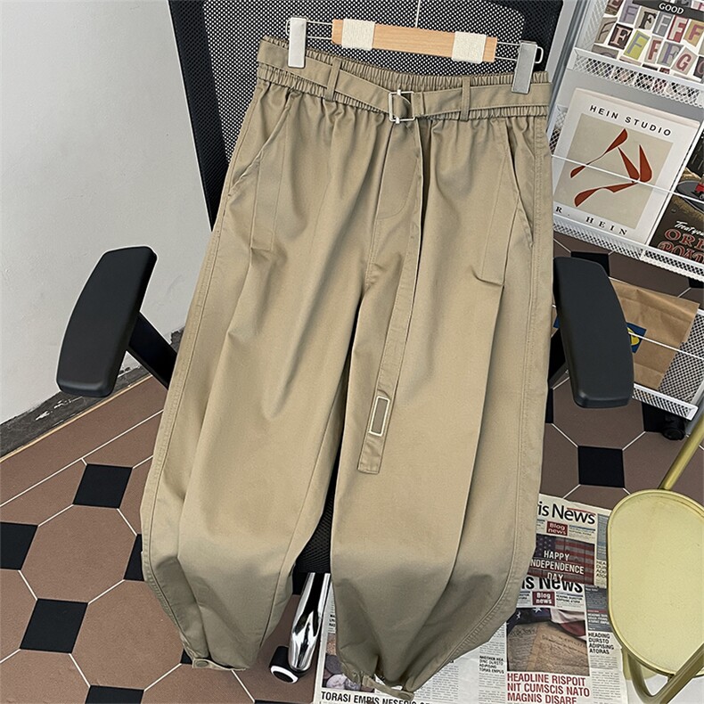 美式重磅束脚休闲裤男春夏季系宽松潮牌高街运动裤复古工装裤子男图片