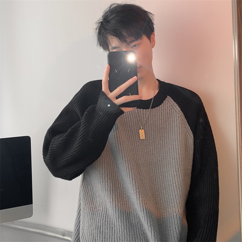 秋款男针织衫圆领套头毛衣拼色打底打底外套M01P50,男装针织衫/毛衣,星座1013-1