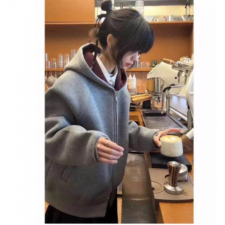 新款连帽卫衣开衫男女春秋美式潮牌重磅情侣帽衫外套LW0033-P53,女装短外套,星座1008