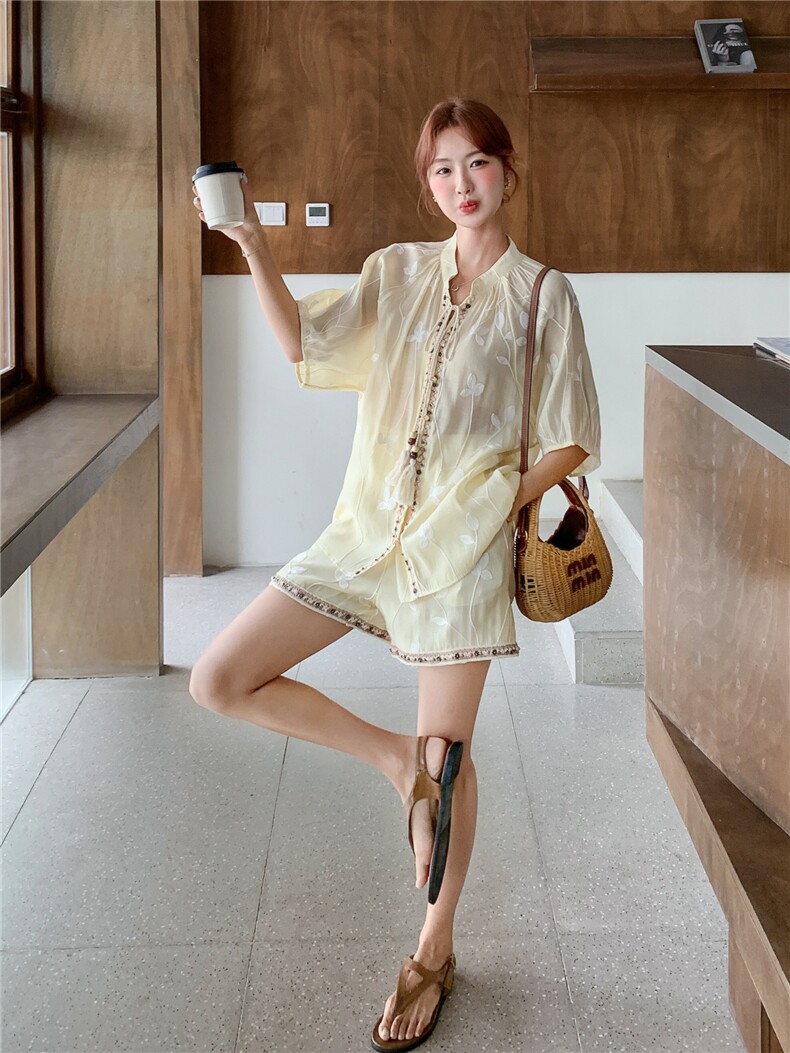 现货主推重工艺刺绣女夏新款休闲减龄穿搭两件套A2601-139-K218,女装套装/套裙,美静678