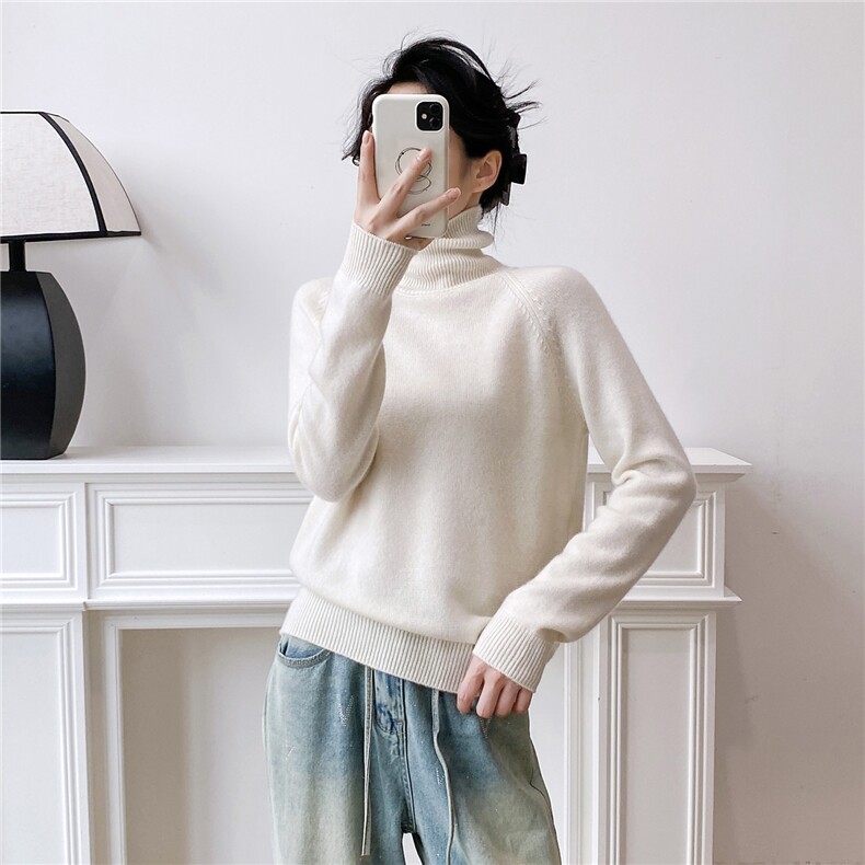 2025平面高翻领针织衫百搭时尚，女装针织衫/毛衣，织纯羊绒