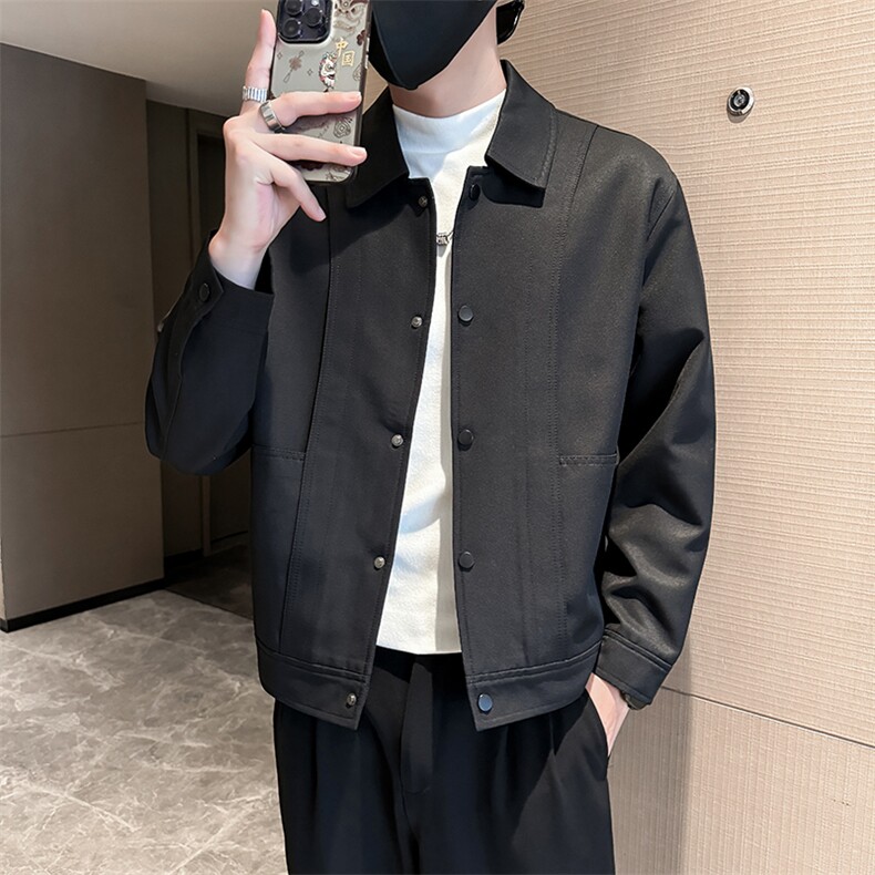 轻熟风高端短款纯色宽松韩版外套风衣夹克男A236-FY8018-P115,男装夹克,电商A236
