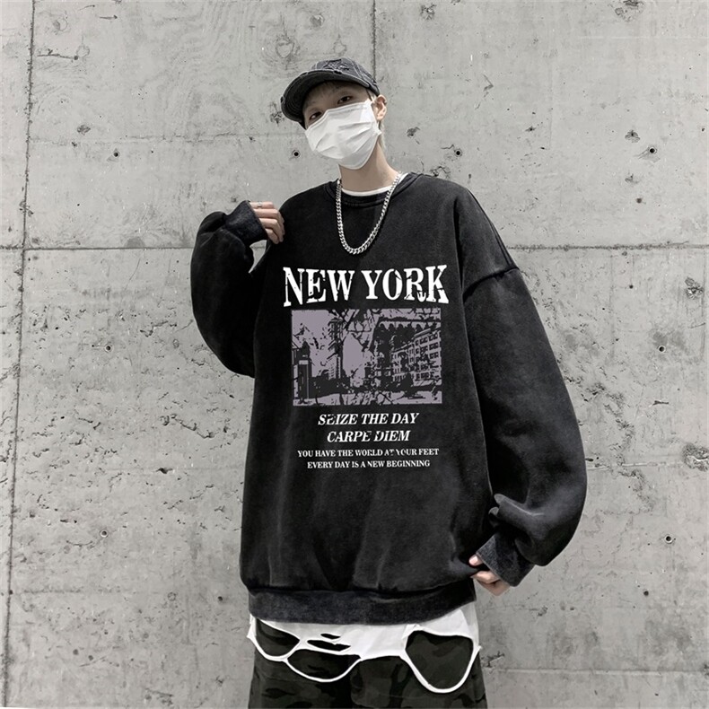 DSA028-SXCTV572抖音品质水洗重磅卫衣男高品质65棉圆领卫衣,男装卫衣,电商A028