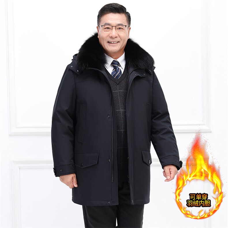 男90绒中老年羽绒服狐狸毛领可脱卸毛领内胆羽绒可单穿派克服,商品下架区,钱塘723