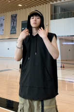 M-8XL特大码冰丝速干连帽背心男篮球运动无袖健身服坎肩TDX315P35，男装背心/马甲，电商D206-1