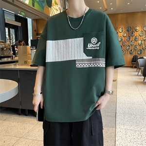 25166-特P40短袖t恤男2026新款潮牌半袖青少年学生宽松潮流撞色图片