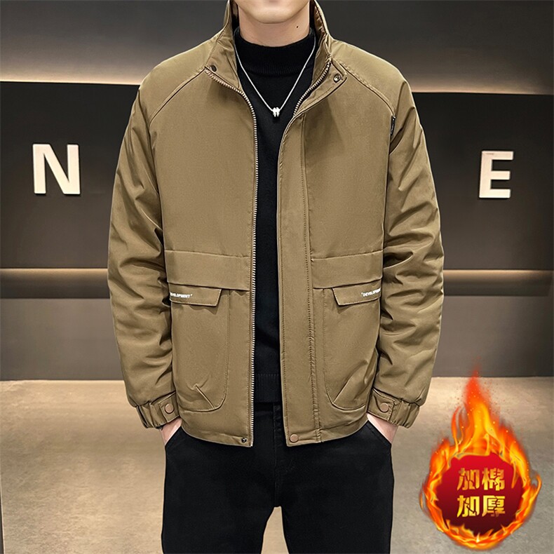 1018-JK918-P68新款工装立领夹克男款二棉衣服潮牌微阔浅色外套,男装棉衣,星座1018