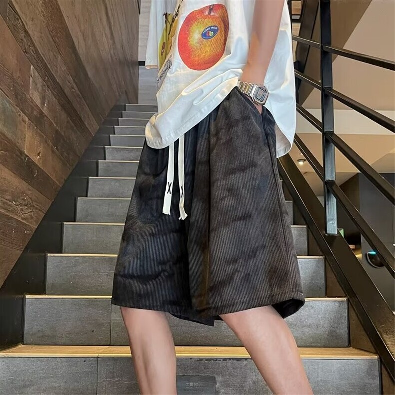 2024麂皮绒短裤男士夏季潮牌薄款休闲五分中裤宽松运动裤子图片