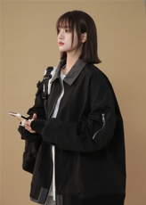 现货春季宽松翻领拼接夹克潮设计款小众外套XZ811A-JK3010-P88，男装夹克，星座811A