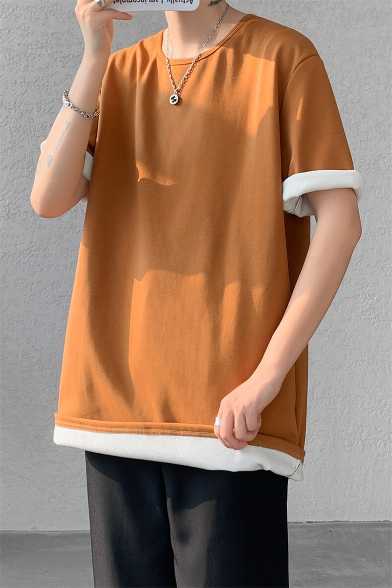 8XL-M冬季短袖男加绒加厚T恤内搭打底衫半袖打底上衣DX327P35控48,男装T恤,电商D206-1