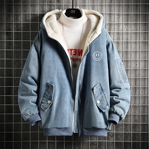 NM53224-P140 牛仔外套男大码加厚加绒衣男羊羔毛服男 网格图片