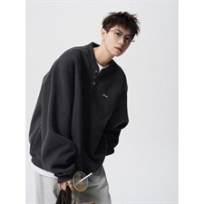 美式2026年春秋新款半纽扣卫衣男潮牌圆领宽松上衣chic港风卫衣男，男装卫衣，星座715-4