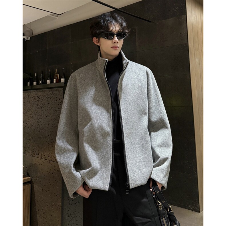 加棉加厚cleanfit立领短款拉链毛衣大衣夹克504-F30-P75控108,男装毛呢大衣,星座504