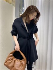 2021欧洲站秋冬新款收腰系带显瘦气质百分百羊毛双面呢外，其它，L·H·X