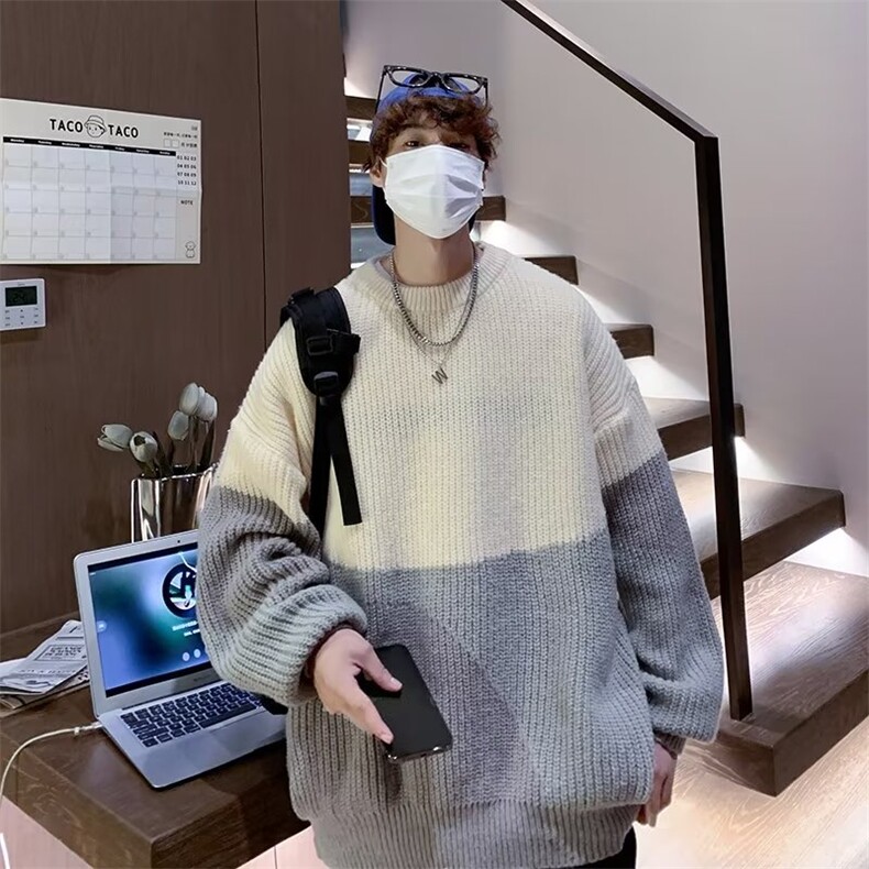 美式街头设计感圆领毛衣男慵懒风休闲针织衫X735P42,男装针织衫/毛衣,星座1116-2