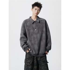 HW2512-特49控88面布54.2棉45.8聚酯polo领情侣卫衣宽松外套男图片