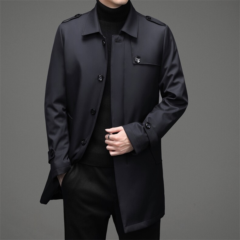 羽绒服男中长款冬季新款可脱卸90白鸭绒外套商务宽松休闲羽绒风衣,男装羽绒服,电商B212（原钱塘6029）