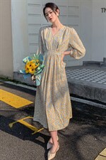 《2023春季主打款》法式碎花连衣裙女春季茶歇裙收腰仙女裙子，女装连衣裙，海爱依仁