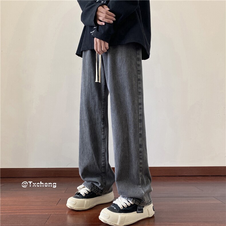 抖音品质秋季新款休闲裤宽松直筒水洗牛仔裤B315-K23456-P45控58图片