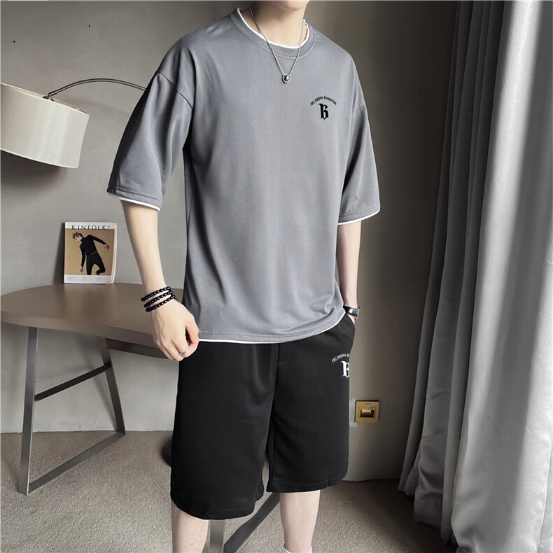 TZ7013-p55-限价78-M-5XL店主风撞色短袖T恤情侣套装男大码,男装T恤,星座103A