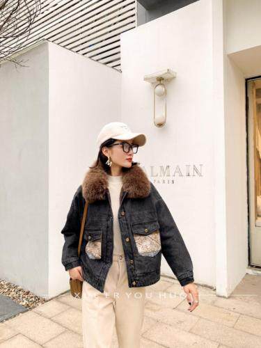 毛线口袋牛仔派克，女装，雪儿诱惑