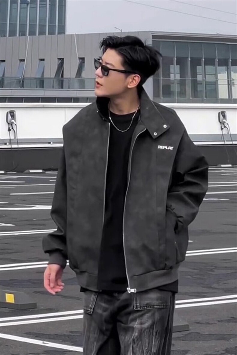 美式立领皮衣外套哈灵顿夹克机车风棒球服JK639特P73,男装夹克,星座908-1