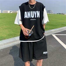夏季一套搭配篮球运动服假两件华夫格短袖短裤套装男T1294-P42，男装T恤，星座512-2