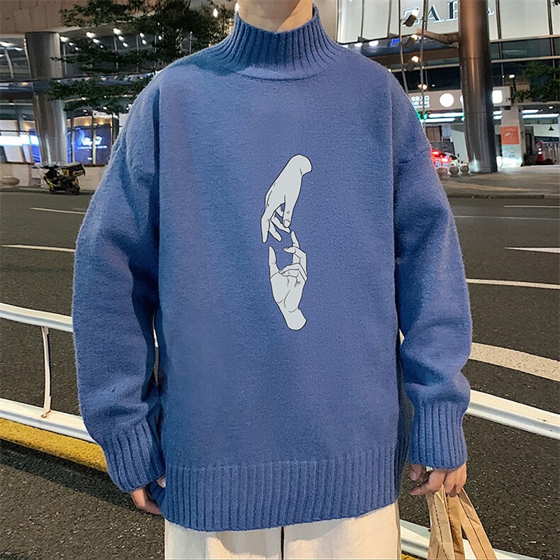 M18147-P45加绒款-P65半高领毛衣男士大码针织衫男毛线衣男,男装针织衫/毛衣,电商A040