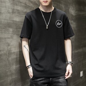 夏季新款潮男个性闪电印花T恤男士圆领短袖纯棉t恤CYDT9235-P25图片