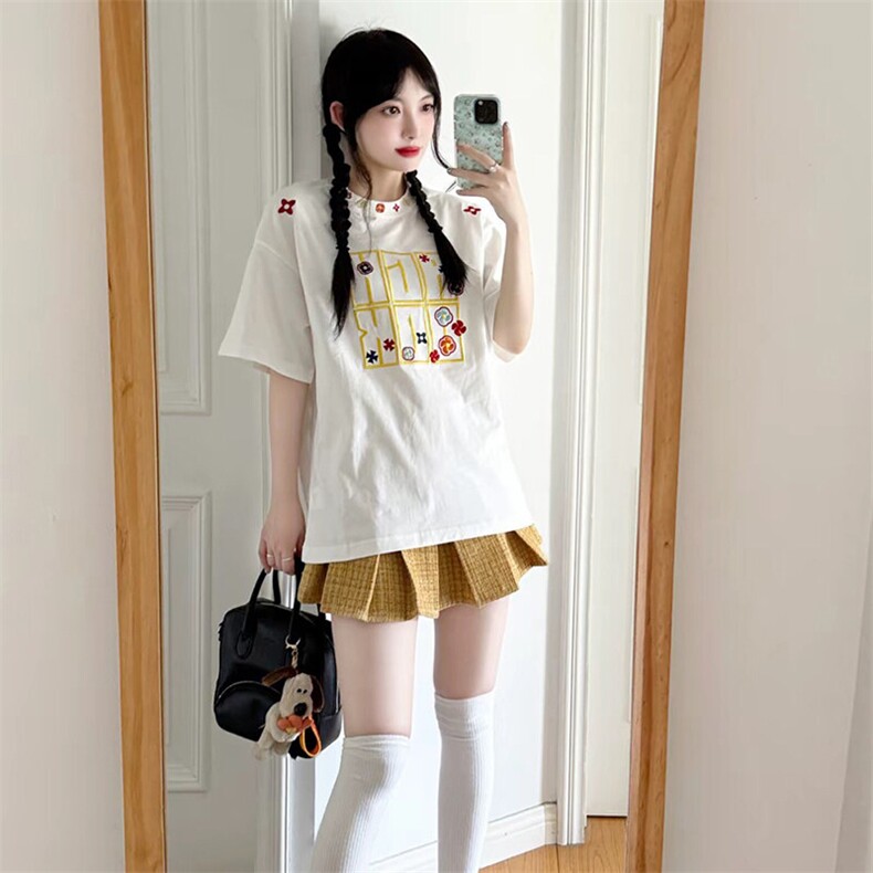 万针全刺绣工艺抖音得物高品质260克重磅纯棉双纱美式高街短袖T恤图片