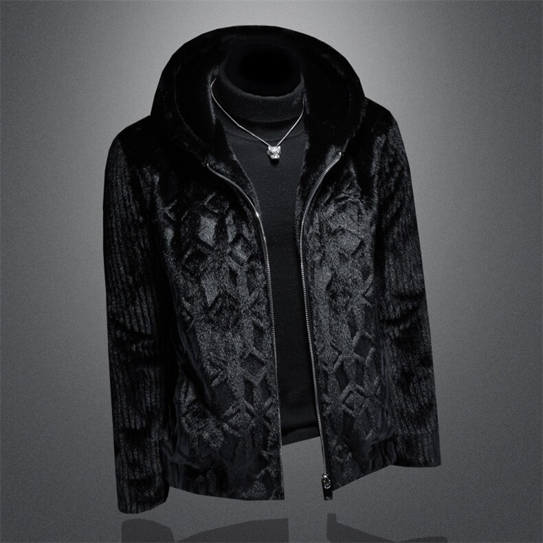 2025冬季男士新款皮毛一体加厚连帽金貂绒外套男货号89106P330，男装夹克，钱塘6036（原3026）