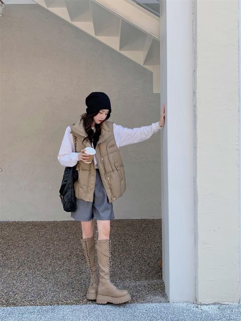 羽绒马甲女2022秋冬新款加厚保暖连帽马夹外穿坎肩，女装马甲，川哲
