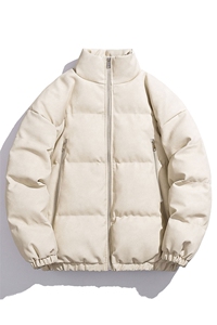 白底PU皮复古做旧双侧金属拉链设计夹克式棉衣男MY77092P130控198图片
