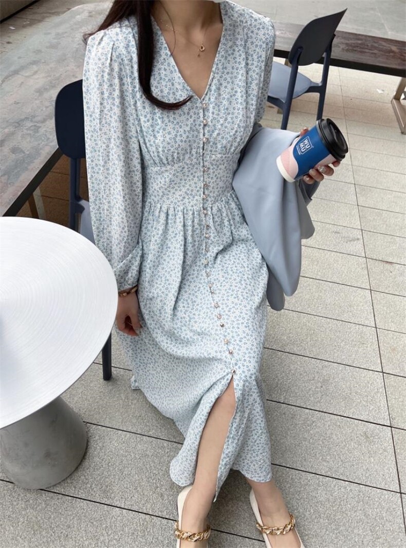 春季新品碎花连衣裙，女装连衣裙，MI MI(1F)