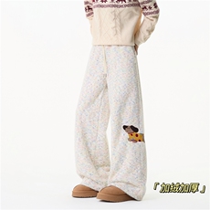 抖音品质侧边腊肠狗刺绣加绒针织休闲裤B315-K25908JR-特p52控98，男装卫衣，电商B315