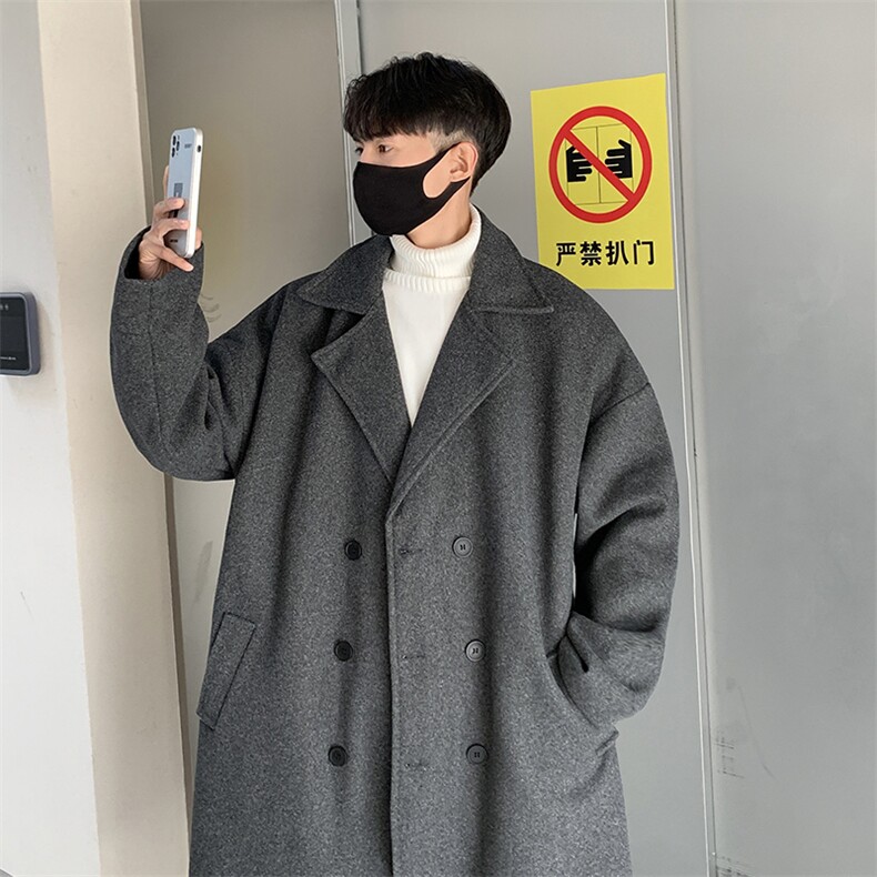 秋冬季新款男士毛呢大衣男中长款呢子大衣风衣宽松外套F28-P73,男装风衣,星座308B-2