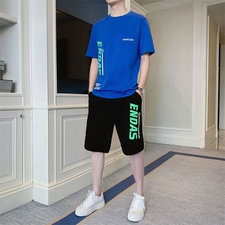 量大优惠 纯棉短袖T恤套装青少年初中学生休闲帅气衣服TZ322-P50图片