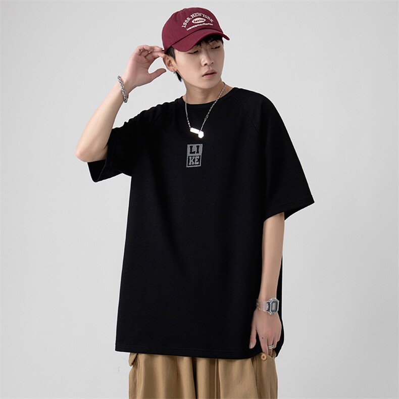 新款夏季短袖珠地面料宽松简约落肩男士T恤ZDY3409-P46,男装T恤,星座717