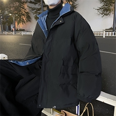 2024冬装牛仔拼接假两件涂层棉衣男M2006P115，男装棉衣，电商C323