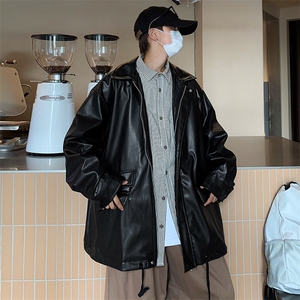 飞行员机车皮衣男宽松韩版潮流黑色痞帅皮茄克外套男JK0728-P73