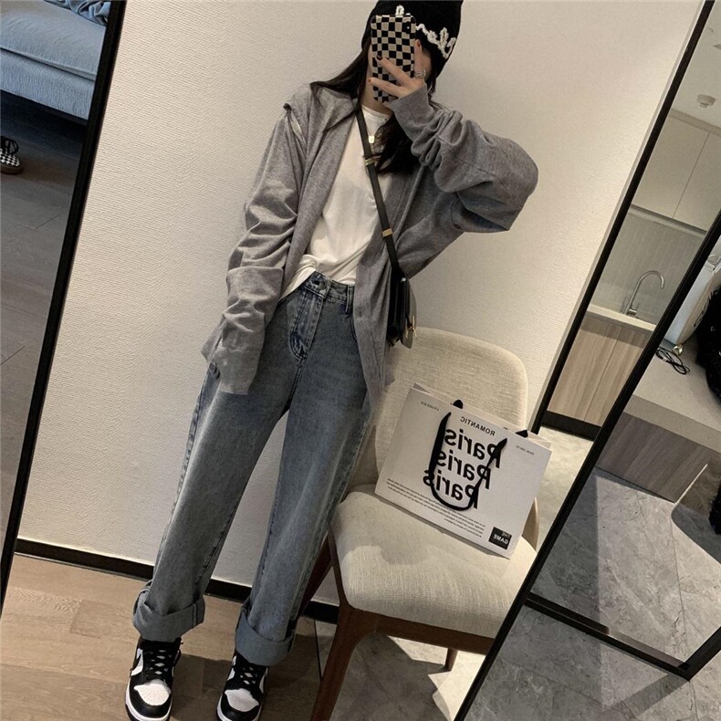 三色直筒牛仔裤，女装牛仔裤，XTZ style