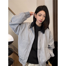 得物二开情侣大码翻领纯棉水洗夹克宽松休闲外套JK1206-P98，男装夹克，星座1103-3