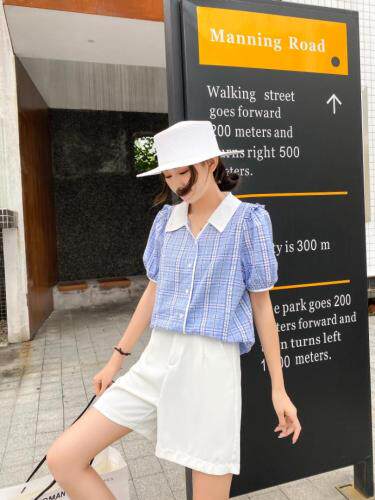 格子百搭款小衫，女装，百变诱惑