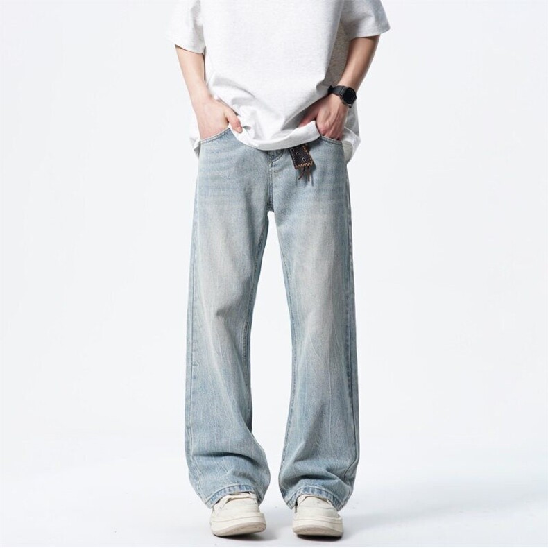 高品质#美式复古高街休闲微喇牛仔长裤A080-8808-P75控118,男装牛仔裤,电商A080