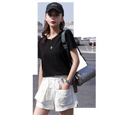 2021年夏季时尚潮流舒适简约个性短裤/热裤，女装牛仔裤，秋水欣儿